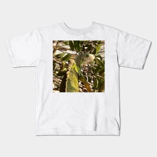 Alert Green Iguana Climbing a Tree Kids T-Shirt